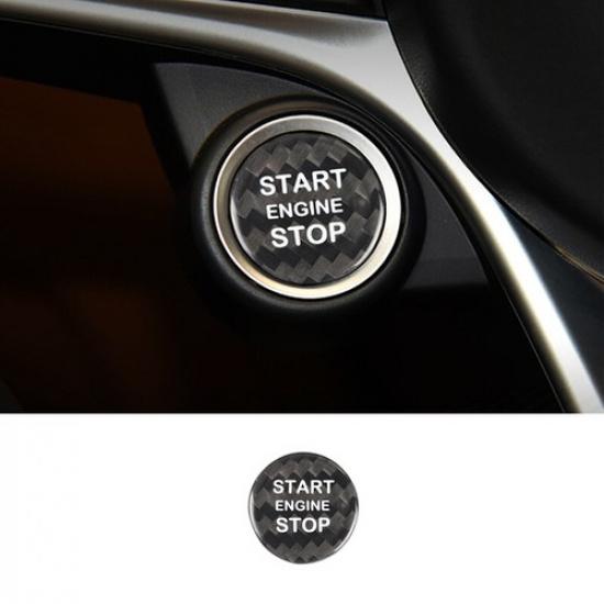 Bright Black Carbon Fiber Car Start Button Cover For Alfa Romeo Stelvio 2017-20