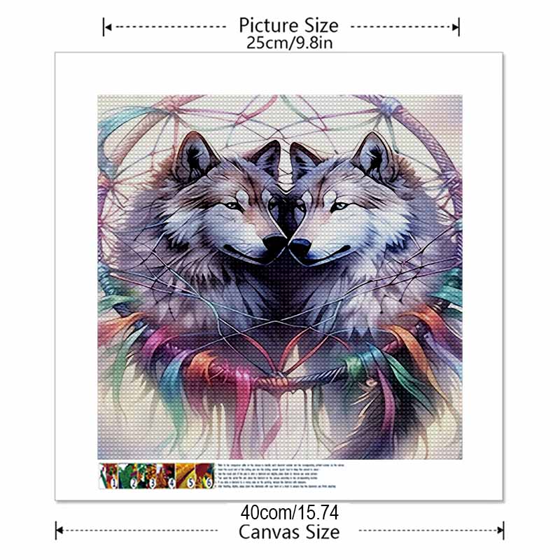 New Arrival 5D DIY Full Circle Diamond Painting "Two Wolves" Embroidery Cross Stitch Home Decor Gift
