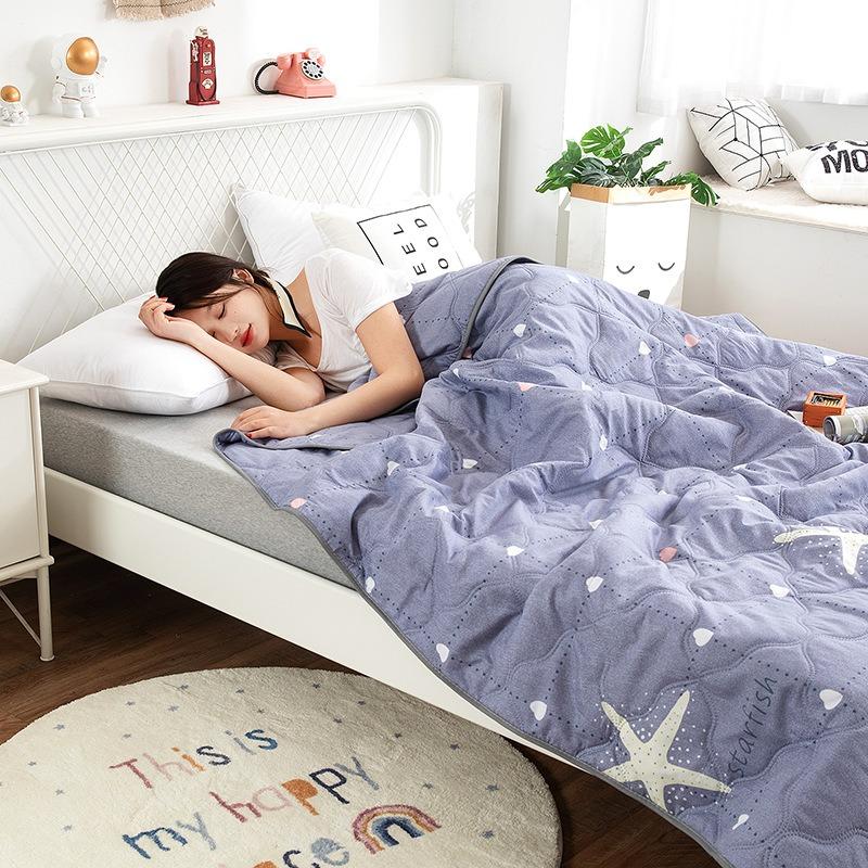 Lit d'été matelassé simple et double, léger, noyau de couette imprimé, climatisation, couette double, queen size, couette fine à carreaux