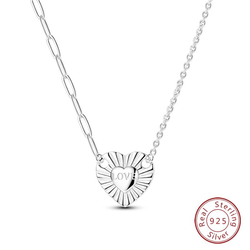 925 Silver Luminous Firefly Heart Shaped Zircon Pendant Necklace For Women Fashion Anniversary Birthday Jewelry Gifts