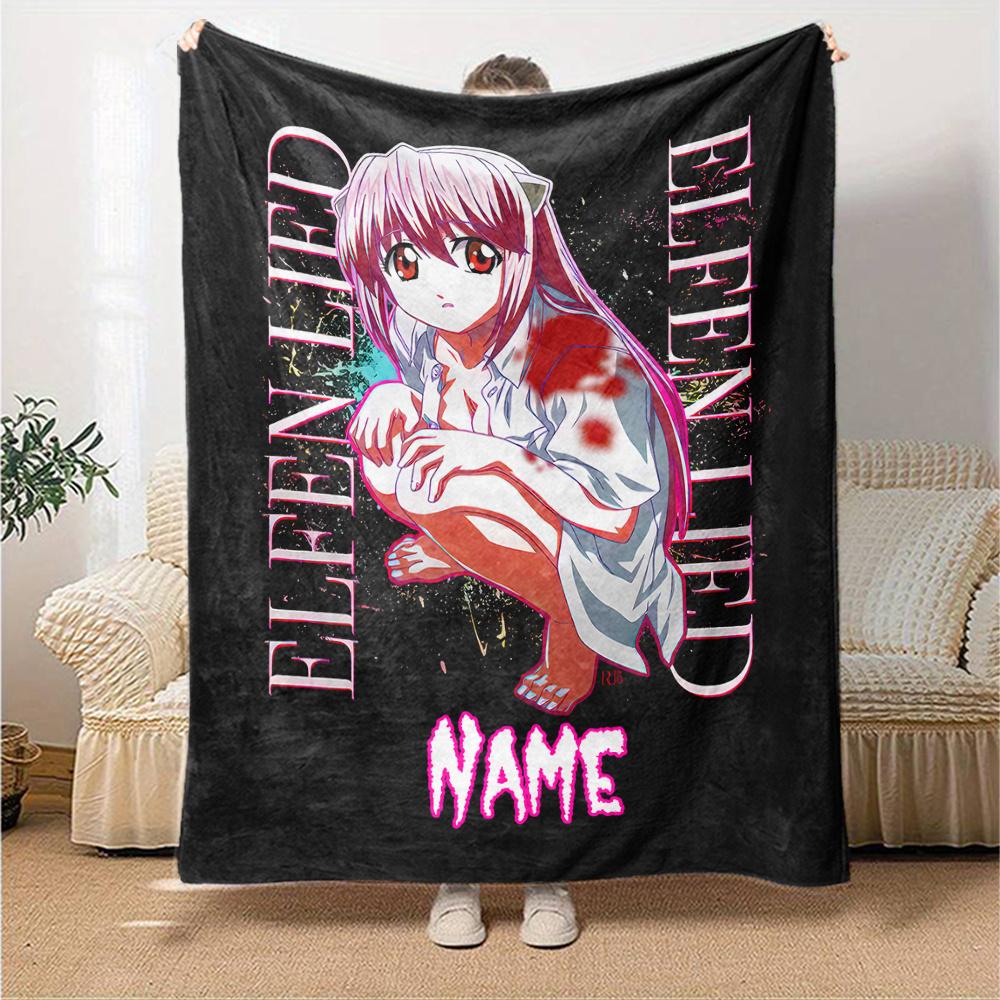Elfen Lied Customizable Name Flannel Blanket Comfortable All Seasons Suitable For Sofas Beds Travel Camping Office Decoration Perfect Gift For