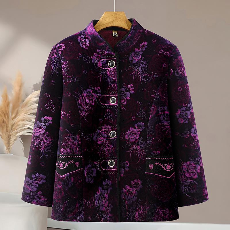 Elegant Fleece-Lined Winter Jacket for Middle-Aged & Elderly Women XXL