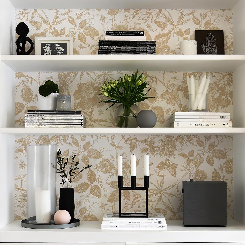 Champagne Roses Peel And Stick PVC Wallpaper Retro Flower Waterproof Self Adhesive Wall Decor Chic Furniture Cabinet Sticker