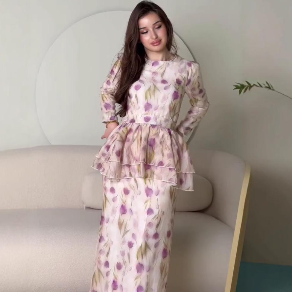 Cross-border European and American summer new temperament floral dress waist including suspenders fairy hip skirt women's clothing