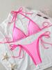 Set Bikini sexy cu șnur la gât pentru femei: Bikini decupat transfrontalier cu pantaloni scurți tip boyshorts, spate gol, stil european și american, îmbrăcăminte de plajă.