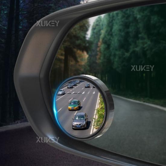 2PCS 2  Round 360° Adjustable Blind Spot Mirror Wide Angle Stick-on Black .