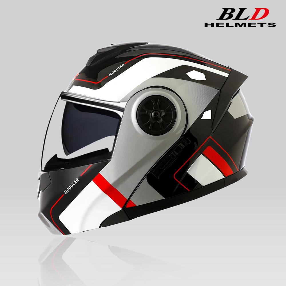 BLD New Arrival High Quality Men Women Motorcycle Racing Flip Up Helmet ABS Material Modular Dual Lens Helmet DOT Approved