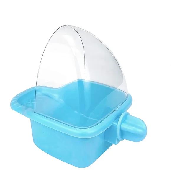 

Защита от брызг, кормушка для птиц, попугаи, поилка для попугаев, кормушка для попугаев, клетка для домашних животных, контейнер для еды, принадлежности для птиц S 12x10x11.5cm синий