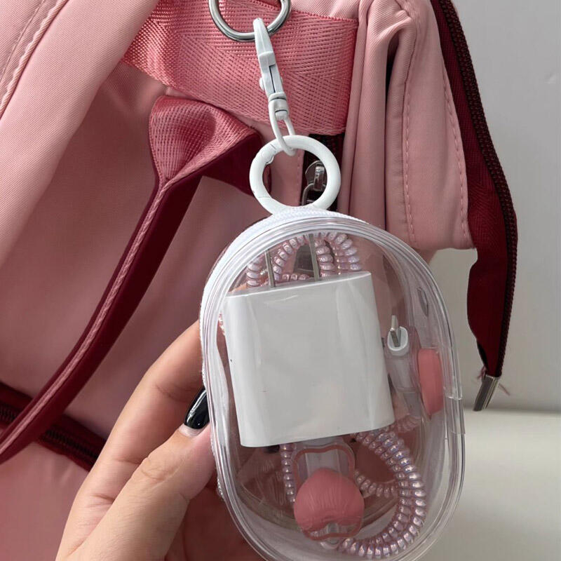 Transparent Pouch Keychain Mini Bag Keyring Key Ring DD-13026