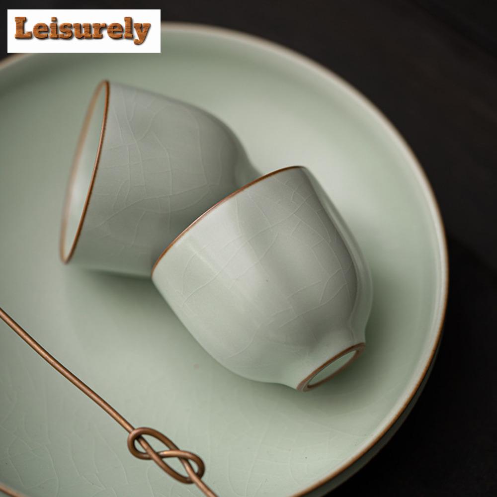 Filiżanka do herbaty z porcelany Azure Ru Kiln, otwarta, pojedyncza, ceramiczna, degustacyjna, miska do herbaty, zestaw do herbaty Chazhan Kung Fu