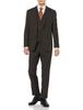 Takakyu Woolen Tec On Slim Fit Houndstooth Dark Brown 2-Button 3-Piece Suit,