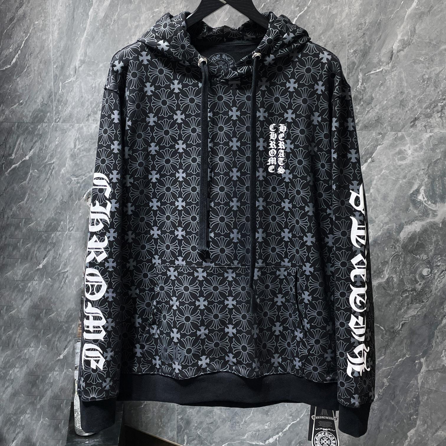 

8635 CHROME HEARTS Новий весняно-осінній тонкий стиль великого розміру Класичний стиль Толстовка з капюшоном з логотипом для пар M чорний