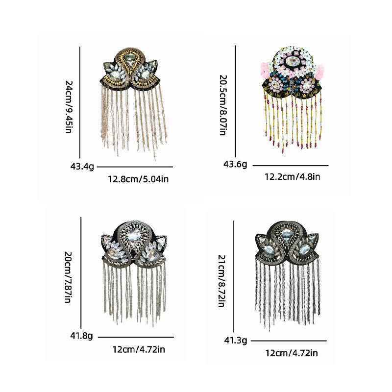 1Pc Comfortable Performance Diamond Chain Stage Tassel Shoulder Dress Lightweight Visual Effects Polyester Decoration