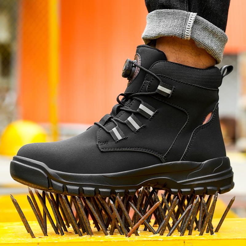 Nepromokavé bezpečnostní pracovní boty s ocelovou špičkou pro muže, venkovní pracovní boty, turistické, odolné proti propíchnutí, protiskluzové, hnědé, lehké boty, pohodlná měkká podrážka, protiskluzové