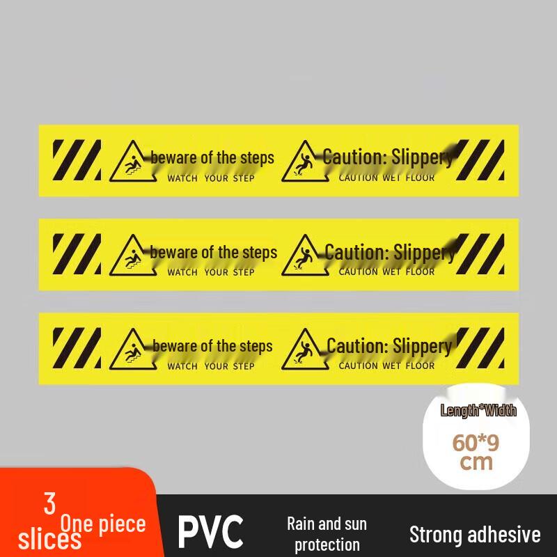 Warning Sign Sticker for Steps and Slippery Floors