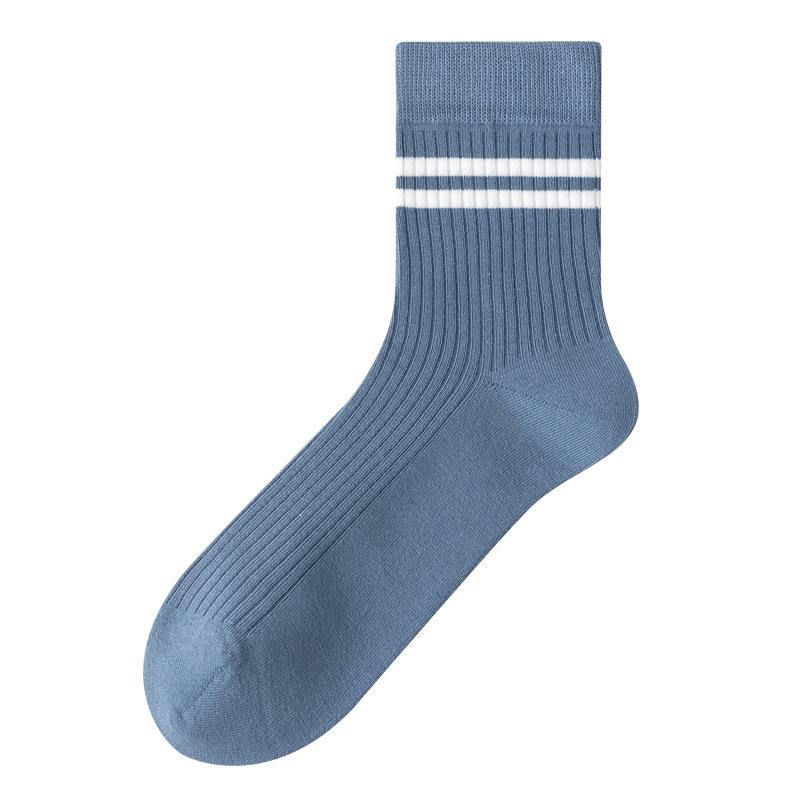 Men's Autumn and Winter Pure Cotton Striped Mid-calf Socks Boneless Long Socks Spring and Autumn Trend All-cotton Long Calf Socks Trend