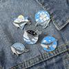Ocean Sailing Adventure Brooch Cartoon Animal Whale Brooch Whale Space Travel Brooch Creative Backpack Badge Enamel Pins