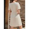 YYFS Women's Fashion Summer Spring Flower Pattern Print Short Sleeve V-Neck High Waist Casual Dresses