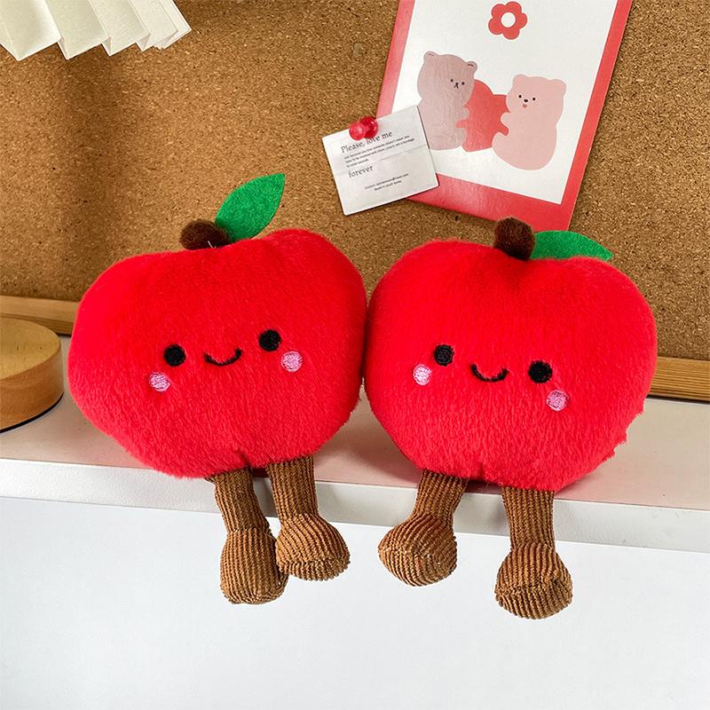 1 Piece Cartoon Figure Red Apple Doll Fruit Food Toy Cute Plush Pendant Stuffed Bag Decoration Birthday Gifts
