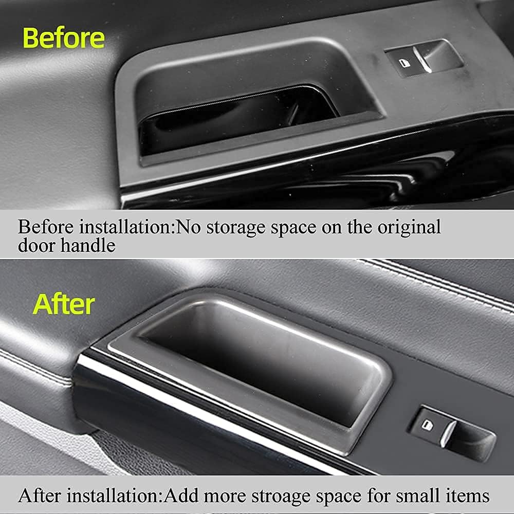 Vesul 4PCS Door Grab Tray Door Organizer Compatible With Ford Explorer     2024 2025 Armrest Phone Container Handle Ert ABS Tray Storage Box Glove