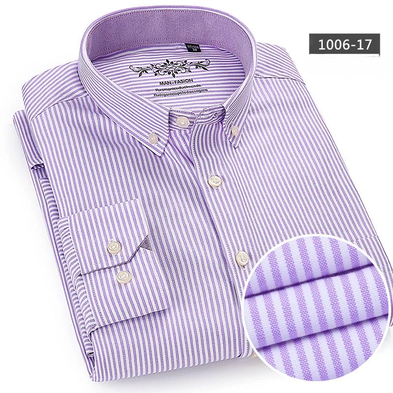 New In Shirt Long-sleeve Shirts for Men Slim Fit Formal Plian Shirt Single Pocket Office Clothes Soft Plaid Cotton Designer Tops