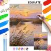 Oil Painting Digital Painting Kit Handmade Diy Painting Sunset Lake Reeds Flying Birds Home Decoration Painting