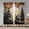 Blackout Jit Wildlife Deer Curtains Polyester Living Room Cabin Decor Holiday Wi Curtain Set Of 2 Rustic Made With Pole Pocket Washable Great Ready