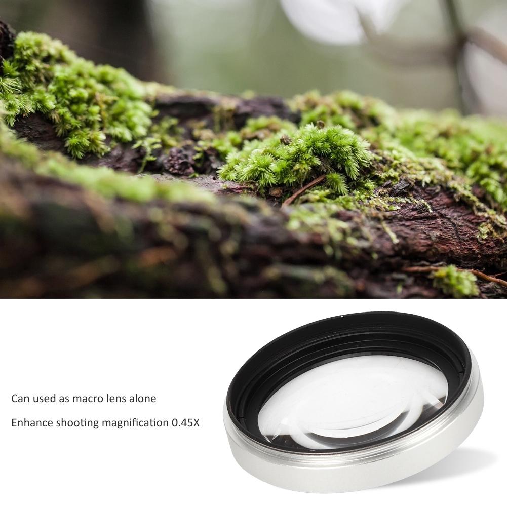0.45X Optical Glass Silver Camera Wide Angle Magnification Additional Lens for 43mm Camera Lenses