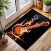 Flaming Electric Guitar Smoke Reflection Print Carpet for Living Room Bedroom Sofa Home Decor Rus Non-slip Floor Mat Luxury Gift