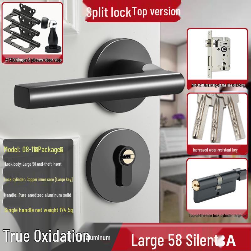 Univerzální magnetický černý vnitřní zámek kliky dveří pro dřevěné dveře ložnice