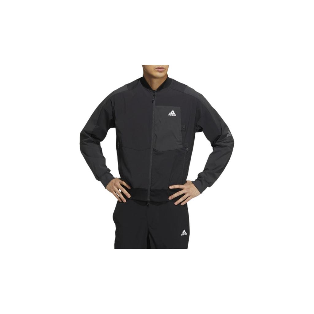 adidas Spliced Pocket Logo Print Sports Jacket Men Jackets Black HN9035