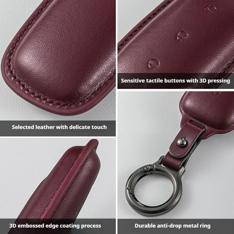 Car Remote Key Case For Geely Galaxy Starship 7 Starray EM-i L6 L7 E5 E8 A7 Leather Car Smart Key Cover Holder Shell
