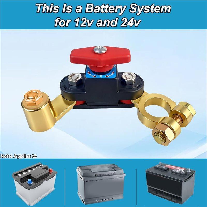 For Car Battery Disconnect Switch Power Cut-Off Breaker 12V-24V Adjustable Pure Copper Smart For Car Truck Boat Rv