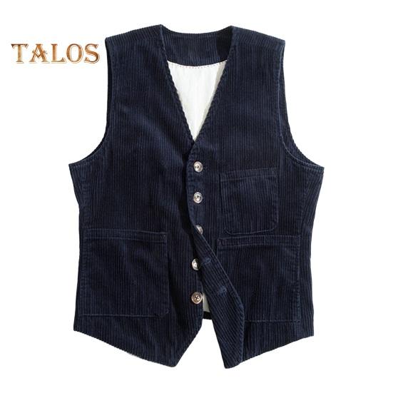 

Мужской жилет с v-образным вырезом, однобортный жилет без рукавов, однобортный жилет с множеством карманов, однотонный вельветовый жилет S темно-синий