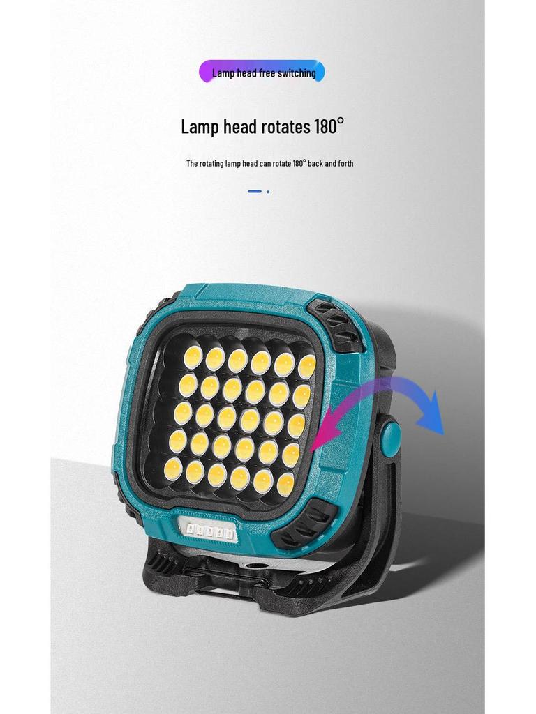 Cross-border LED COB Camping Light: Long-lasting Battery, Magnetic, Rotating, Emergency Floodlight for Outdoor Use