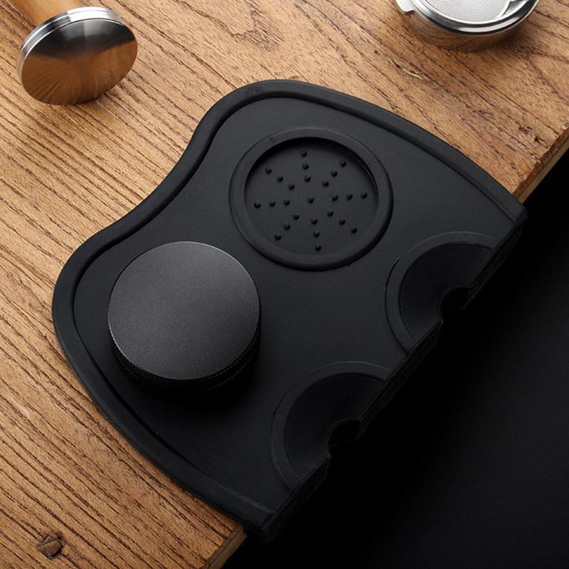 Silicone Coffee Tamper Mat Anti-skid Black Coffee Press Powder Pad Thicken Corner Edge Espresso Coffee Tampers Mat for Home Cafe