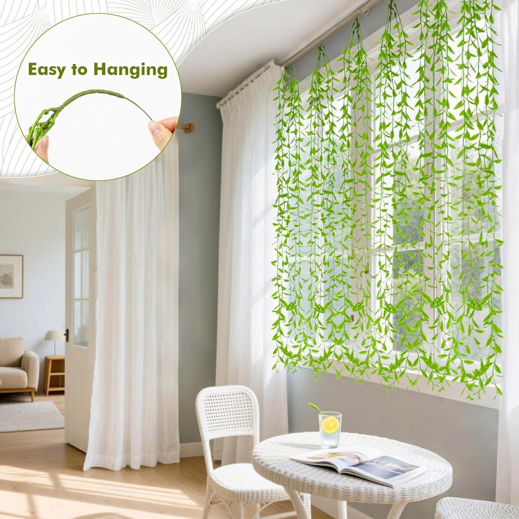 5PCS Fake Vines for Bedroom Ivy Vines for Decoration Artificial Hanging Plants Fake Hanging Plant Greenery Backdrop Weeping Willow Tree Vine Garland