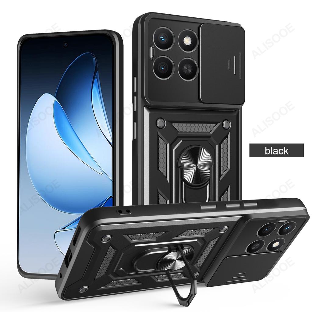 Slide Camera Cover for Honor X8C X7C X9C X6B X7B X8B X9B X6A X7A X8A X9A X6 X7 X8 Case Armor Ring Stand Holder Cover Capa Funda