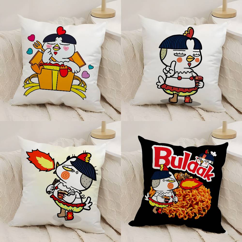 Kwaii Anime B-Buldak RameSn Povlak na polštář Plyšová látka Měkký oboustranný potisk Domácí pohovka Vysoce kvalitní povlak na polštář Přehoz