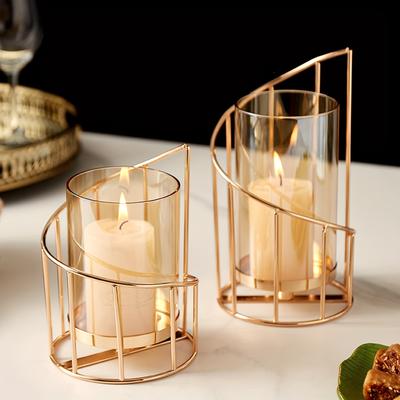 1Pcs Golden Metal Wire Candle Holder for Home Decor and Table Centerpieces - Spiral Design for Tea Light Candles Tree Candles