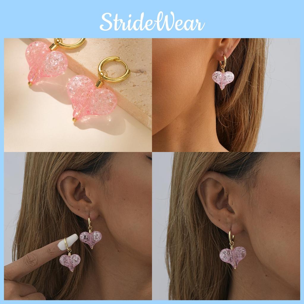 Pink Unique Heartshaped Hoop Earrings For Women Trendy European And Style American