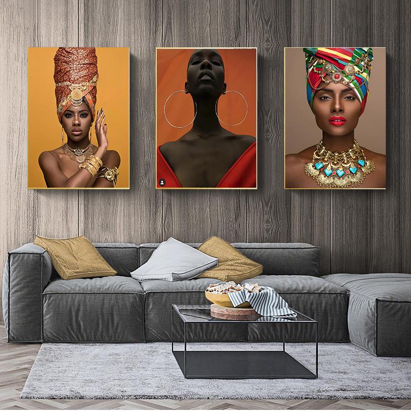 African Art Woman Canvas Painting Wall HD Picture Beauty Girl Scandinavian Posters and Prints for Living Room Home Decor Cuadros