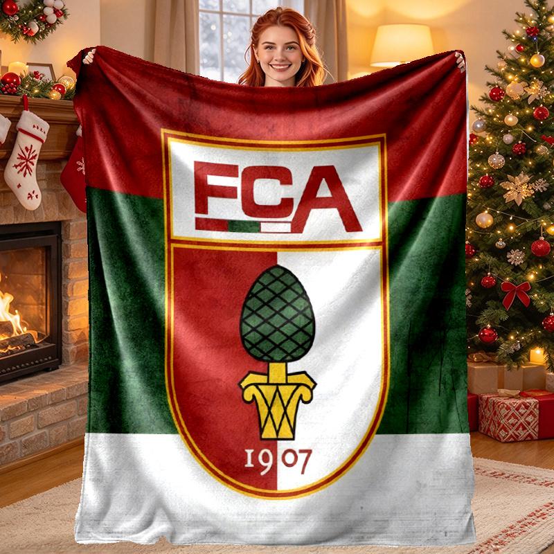 FC Augsburg Pattern Blanket for Home Decoration, Bed, Sofa, Car Travel, Camping, Suitable for All Seasons, Birthday Christmas Gift