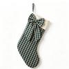 A sock, Vintage bow Christmas socks fabric plaid striped Christmas gift bag fireplace Christmas decoration socks