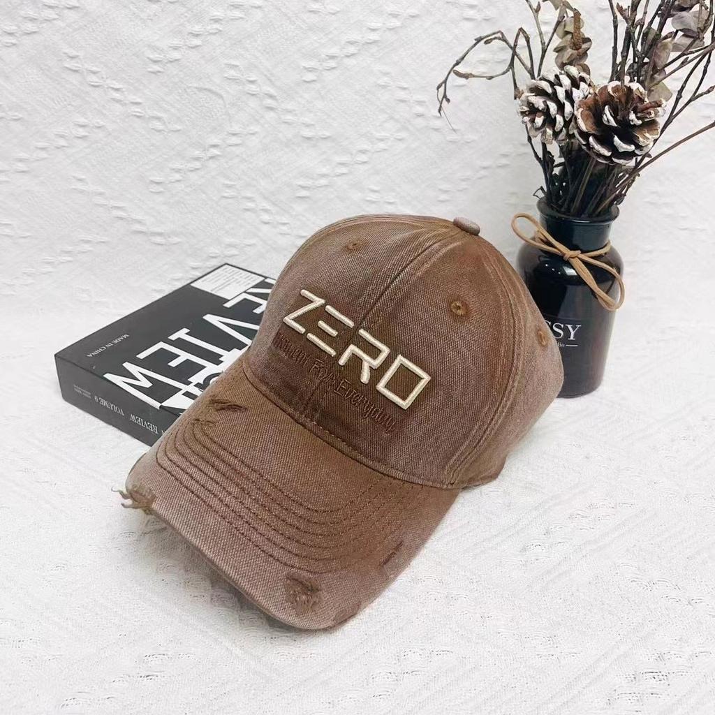 Ripped Old Hard Top Baseball Hat Trendy Personality Deepening Hat Top Retro Curved Brim Baseball Cap Casual and Versatile Trendy