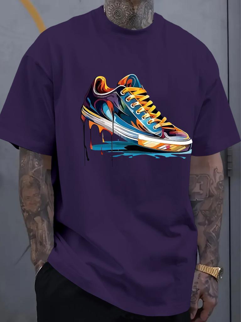 Unisexs Oversized Dripping Sneaker Graphic Tshirt Colorful Shoe Art Short Sleeve Tee Casual Streetwear Tops