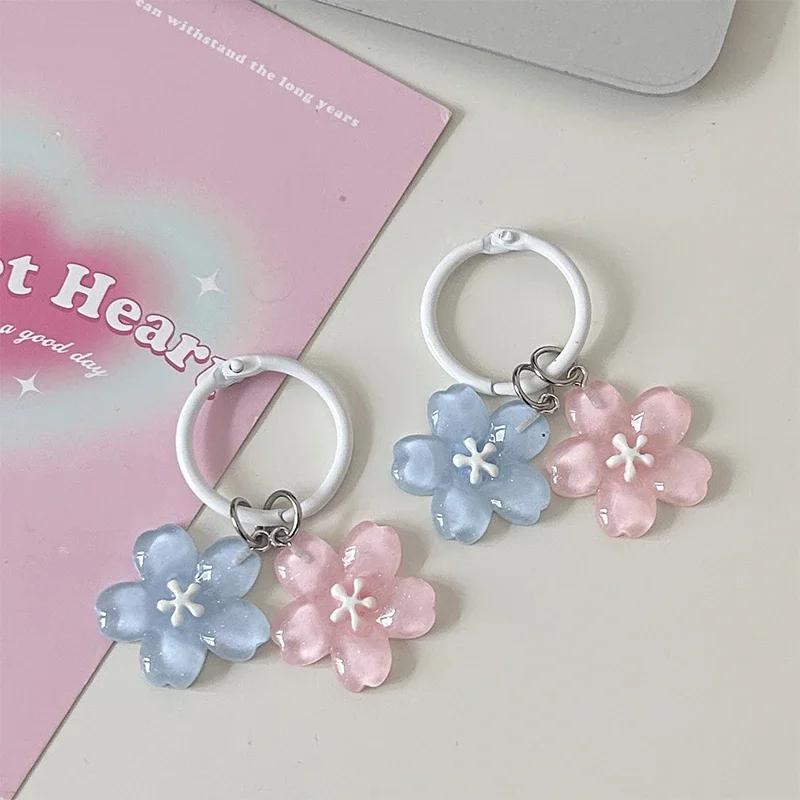 Creative Lovely Flower Keyring Sweet Jelly Color Sakura Keychain Pendant Cute Fashion Backpack Hanging Ornaments Couple Gifts