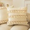 Boho Beige Cushion Cover Funda Cogines De 45X45 Tassel Geometric Pattern Throw Pillowcase Simple Cotton Pillow Covers Decor Home