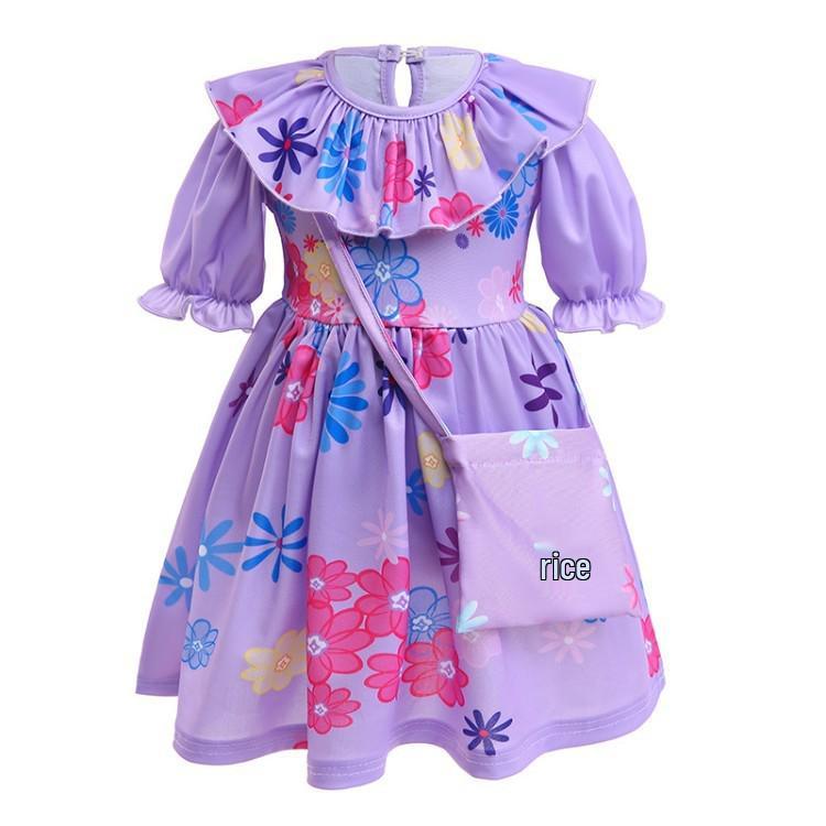 Frozen Princess Jasmine Toddler Dress - Cartoon Print, Short Sleeve