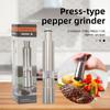 Stainless Steel Press Type Spice Pepper Coarse Salt Mini Grinder, Manual Grinder, Manual Seasoning Bottle